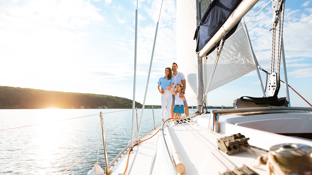 Couple sailing on the water
